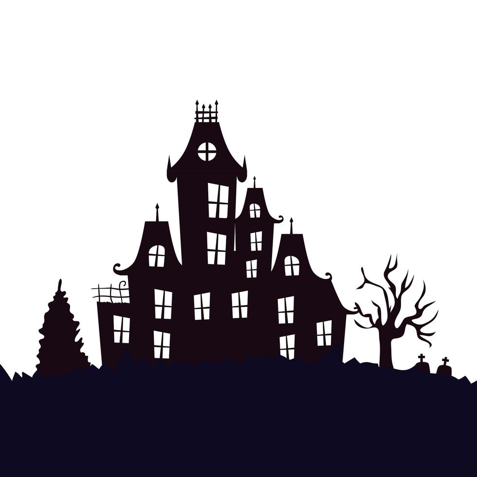 haunted castle halloween isolated icon vector