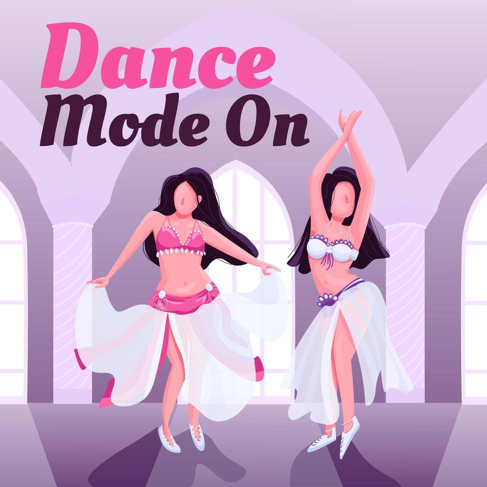 Exotic oriental dancers show social media post mockup vector