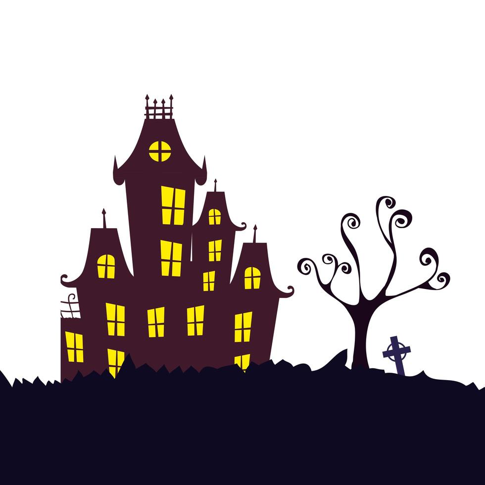 castillo embrujado halloween icono aislado vector