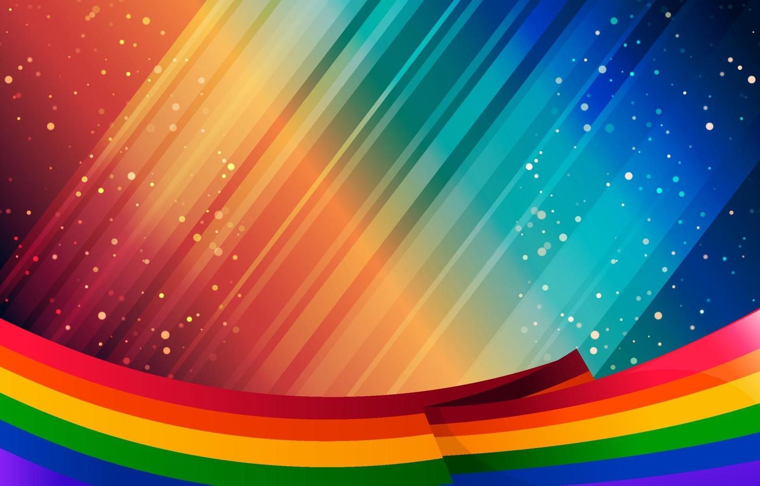 Rainbow Ribbon in Sparkling Concept Background vector