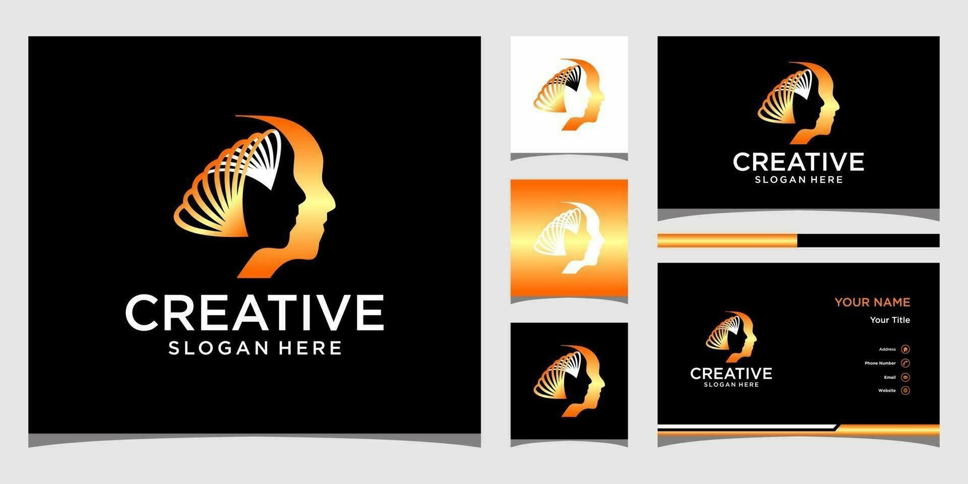 Face logo templates and business card design vector