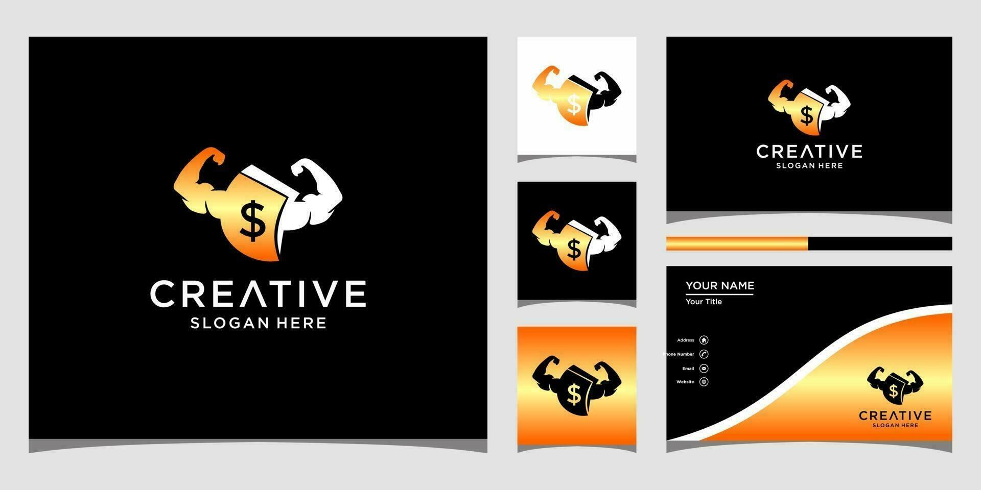 Fitness logo templates and business card design vector