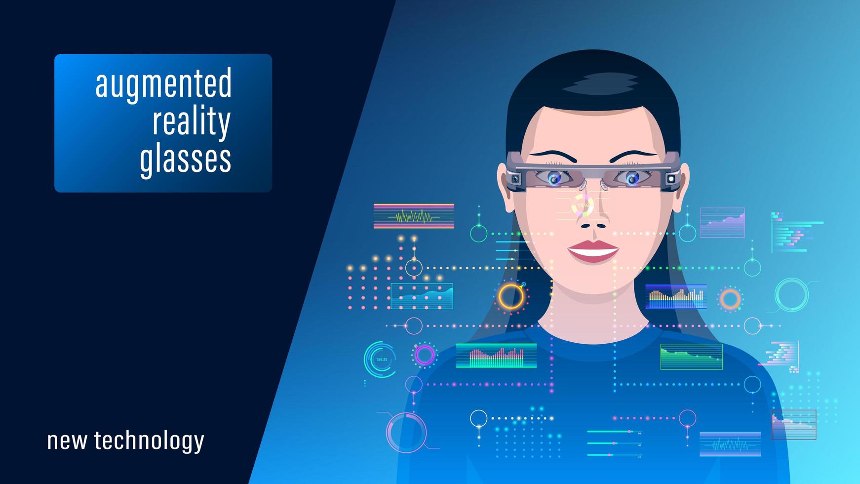 Woman in Augmented Reality Glasses vector