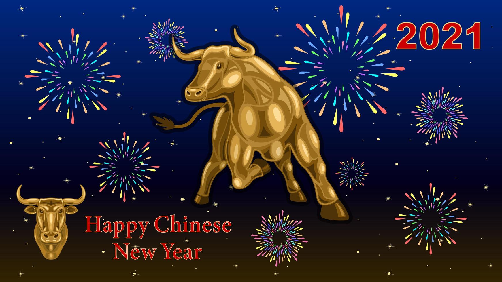 Metal Bull, Ox, 2021 Chinese New Year Fireworks Poster vector