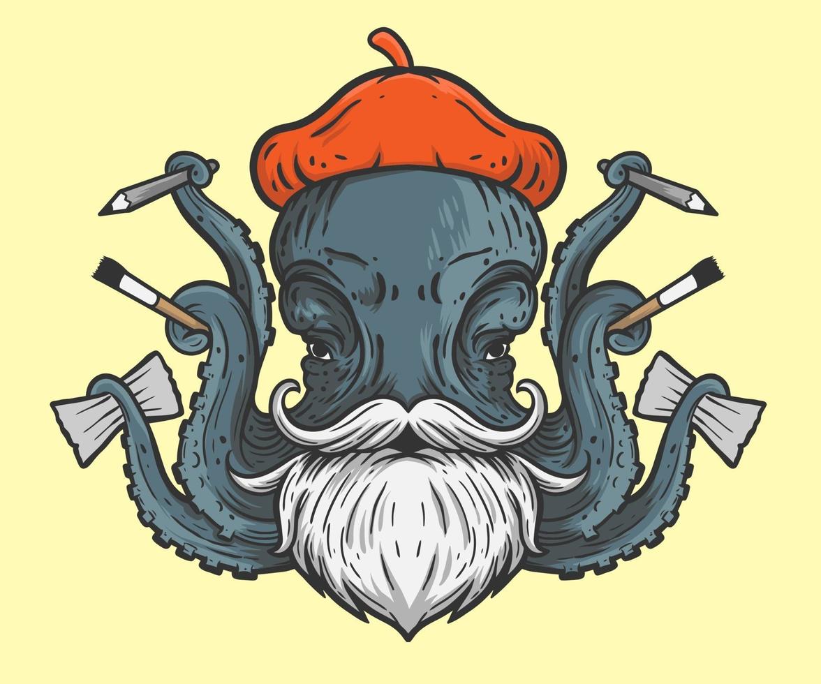 Octopus artist illustration vector