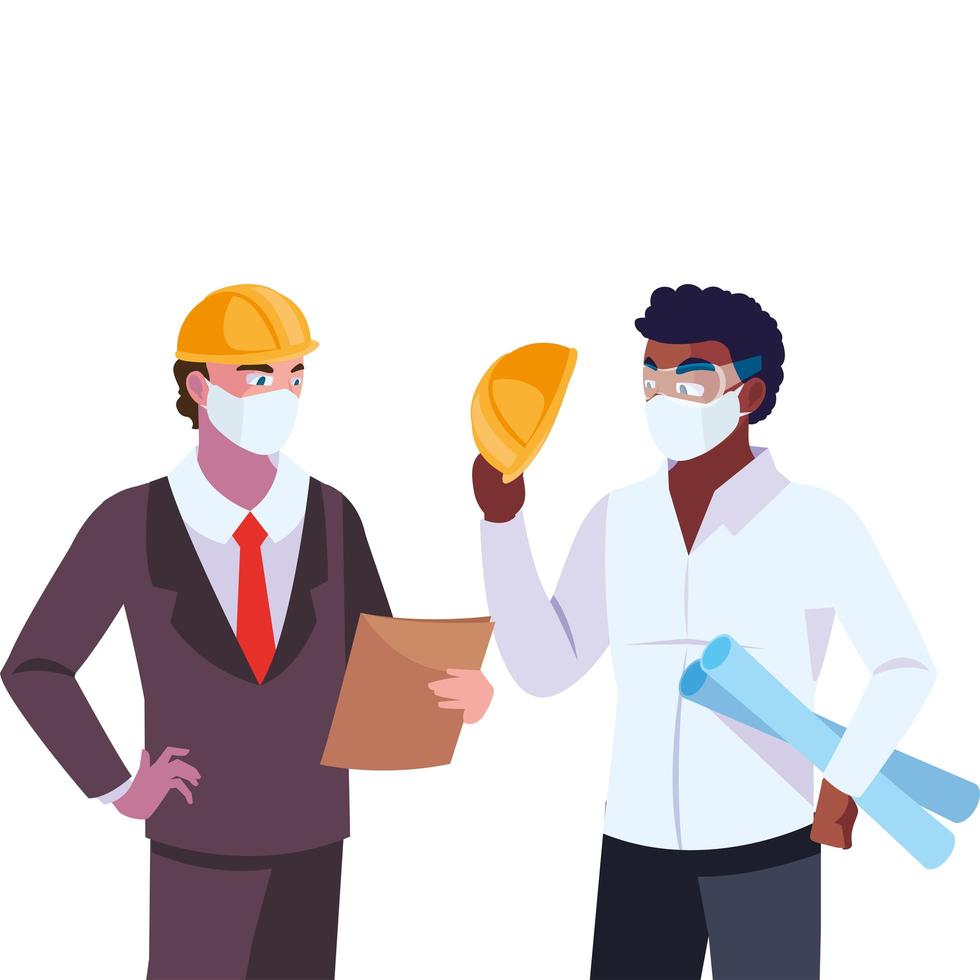 men engineer and executive with mask vector