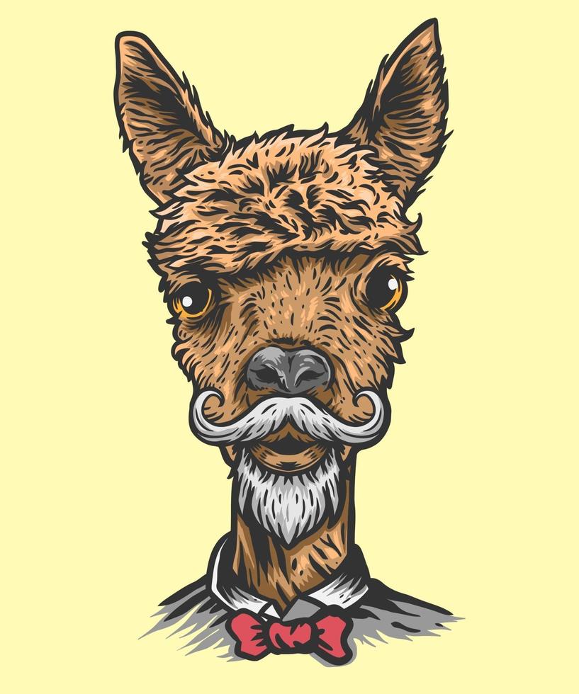 Head alpaca illustration vector