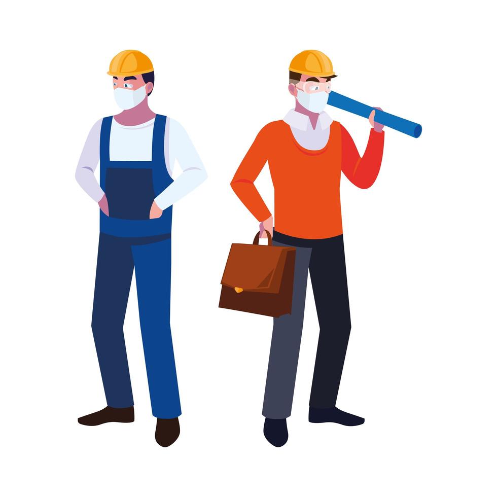 operator and architect with mask and helmet vector