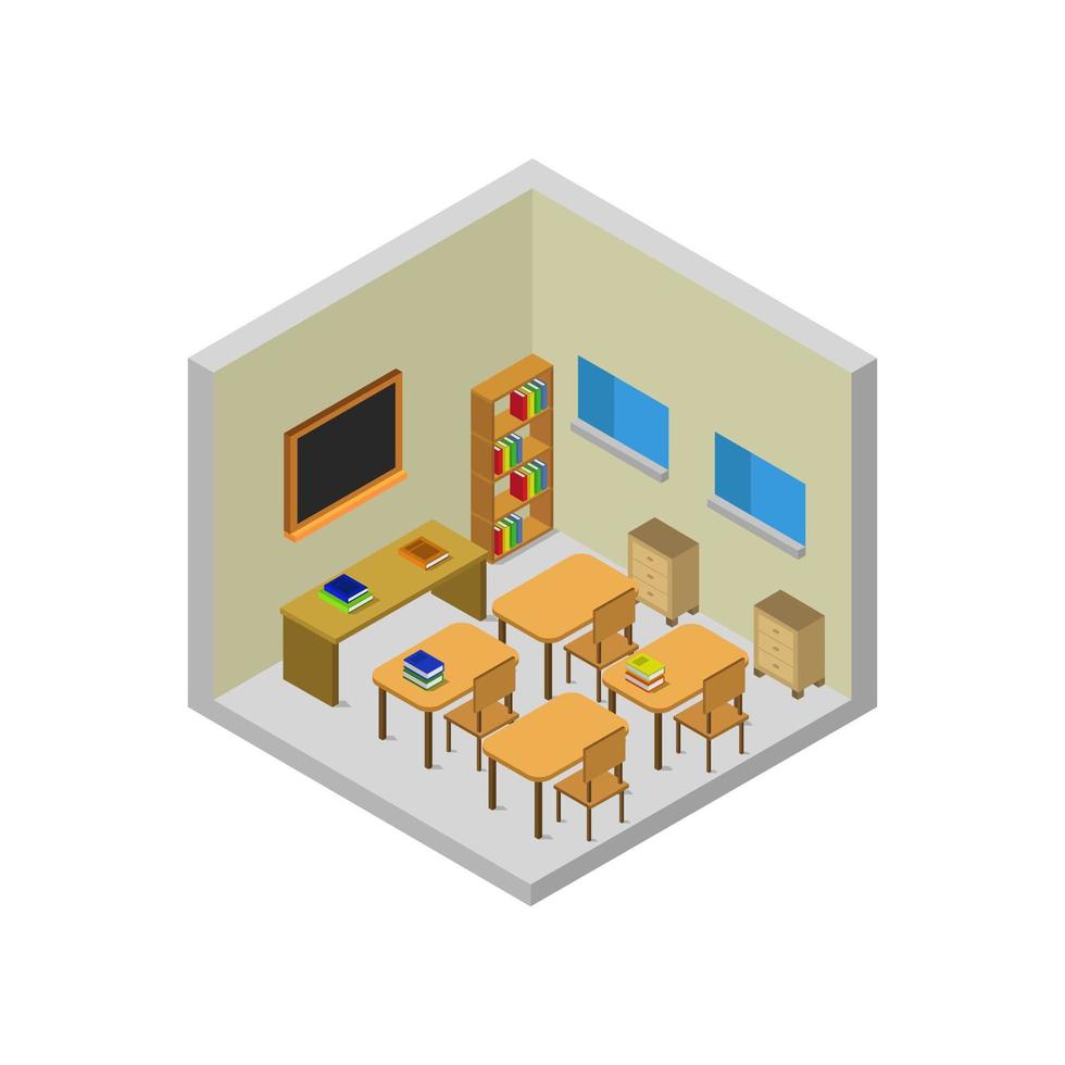 Isometric Classroom On White Background vector