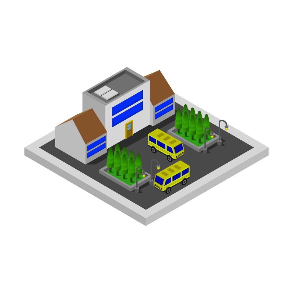 Isometric School Illustrated On White Background vector