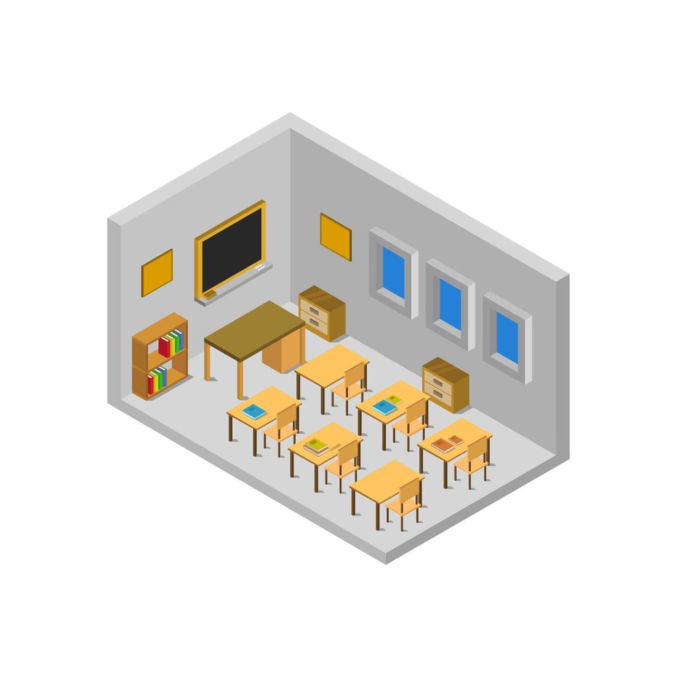 Isometric Classroom On White Background vector