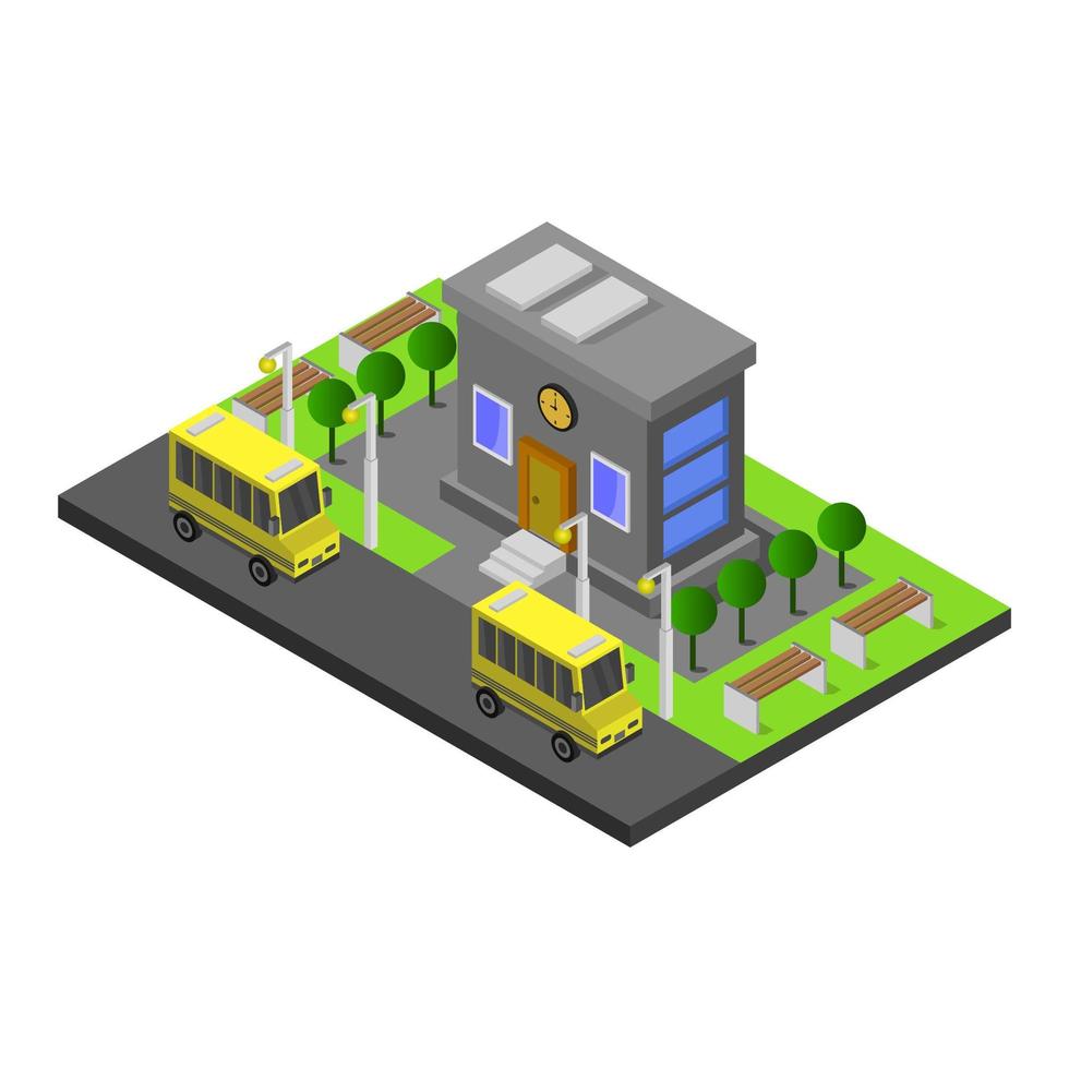 Isometric School Illustrated On White Background vector
