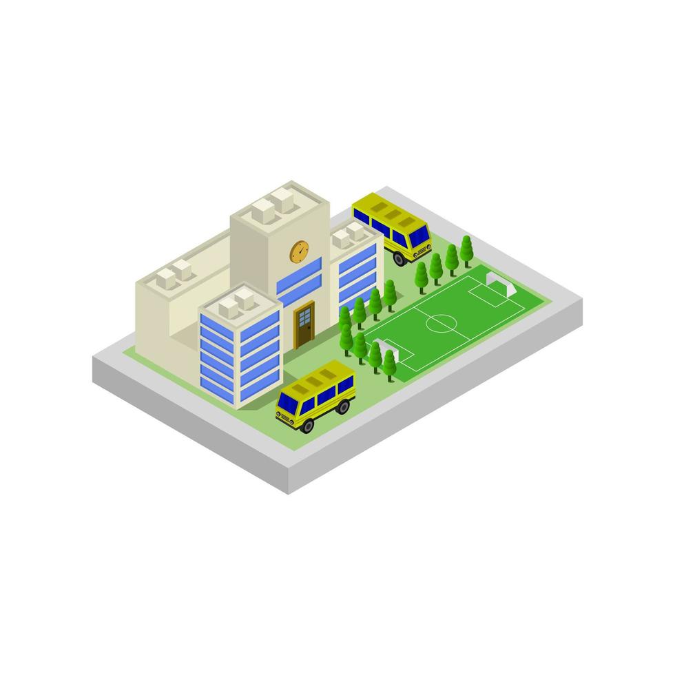 Isometric School Illustrated On White Background vector