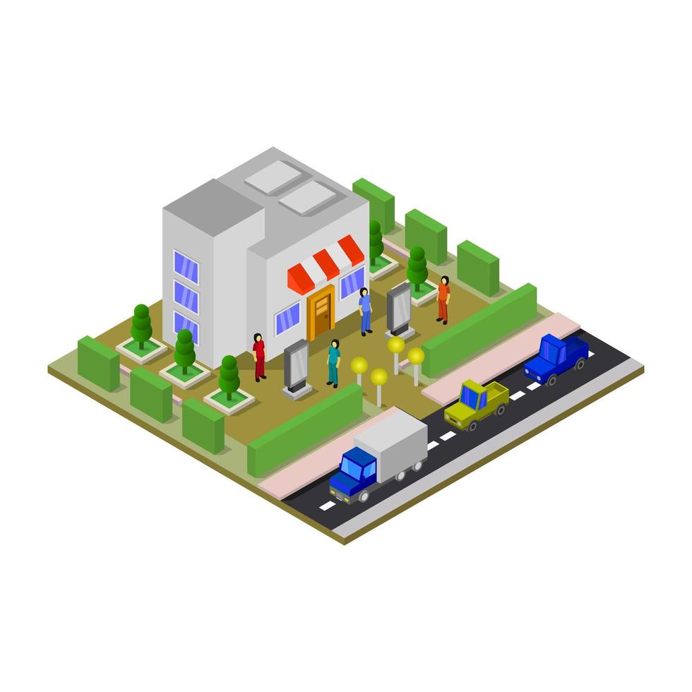 Isometric Shop Illustrated On White Background vector