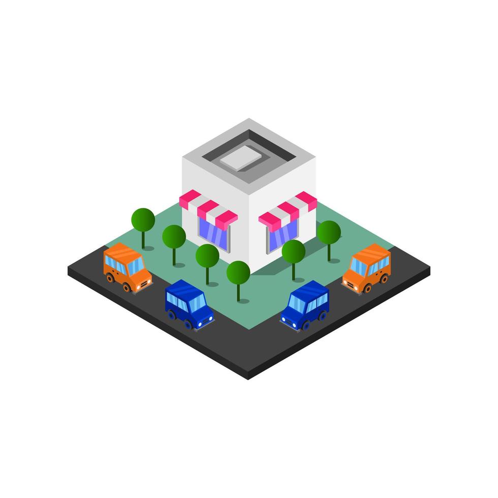 Isometric Shop Illustrated On White Background vector