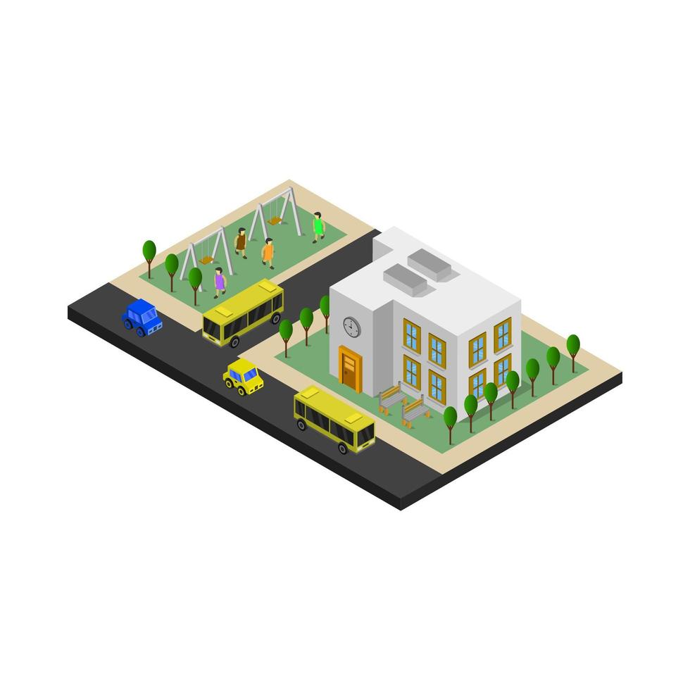 Isometric School Illustrated On White Background vector