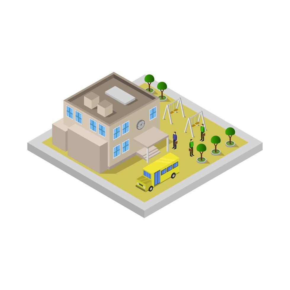 Isometric School Illustrated On White Background vector