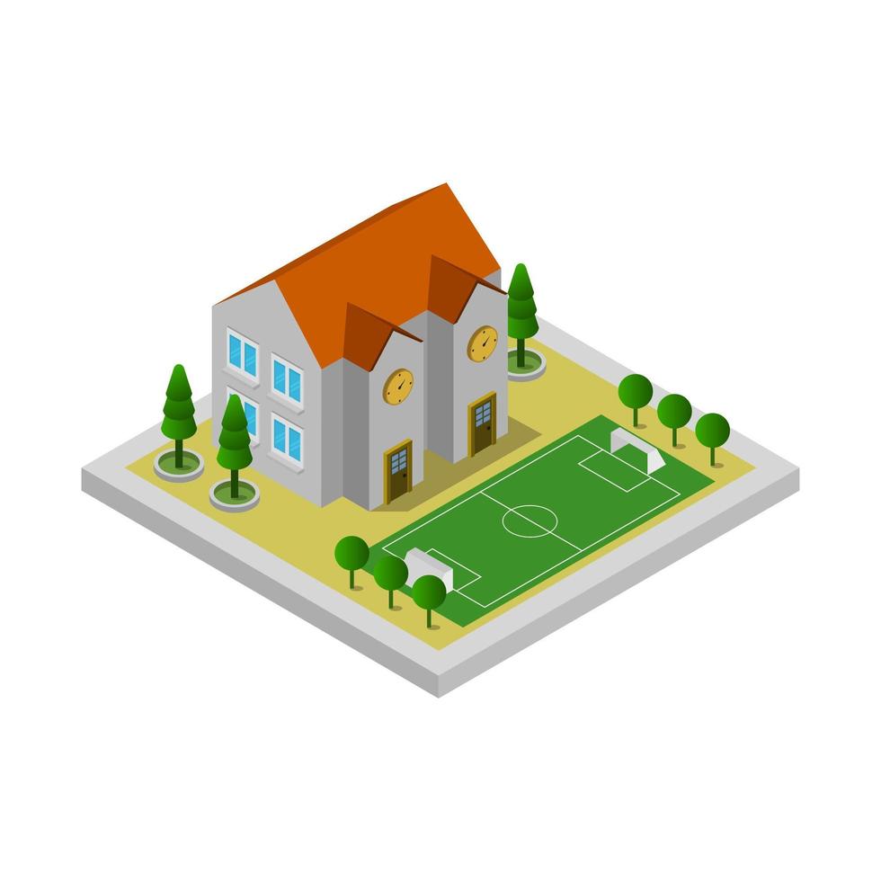 Isometric School Illustrated On White Background vector