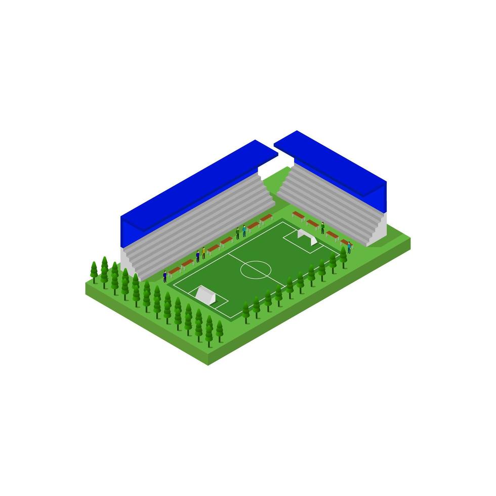 estadio isométrico ilustrado sobre fondo blanco vector