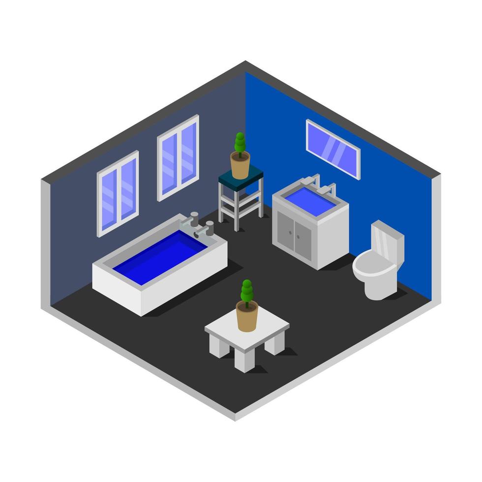 Isometric Bathroom Room Illustrated On White Background vector