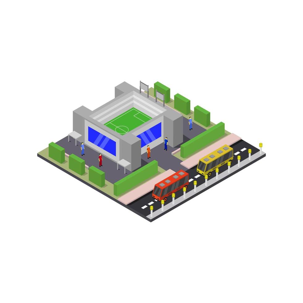 estadio isométrico ilustrado sobre fondo blanco vector