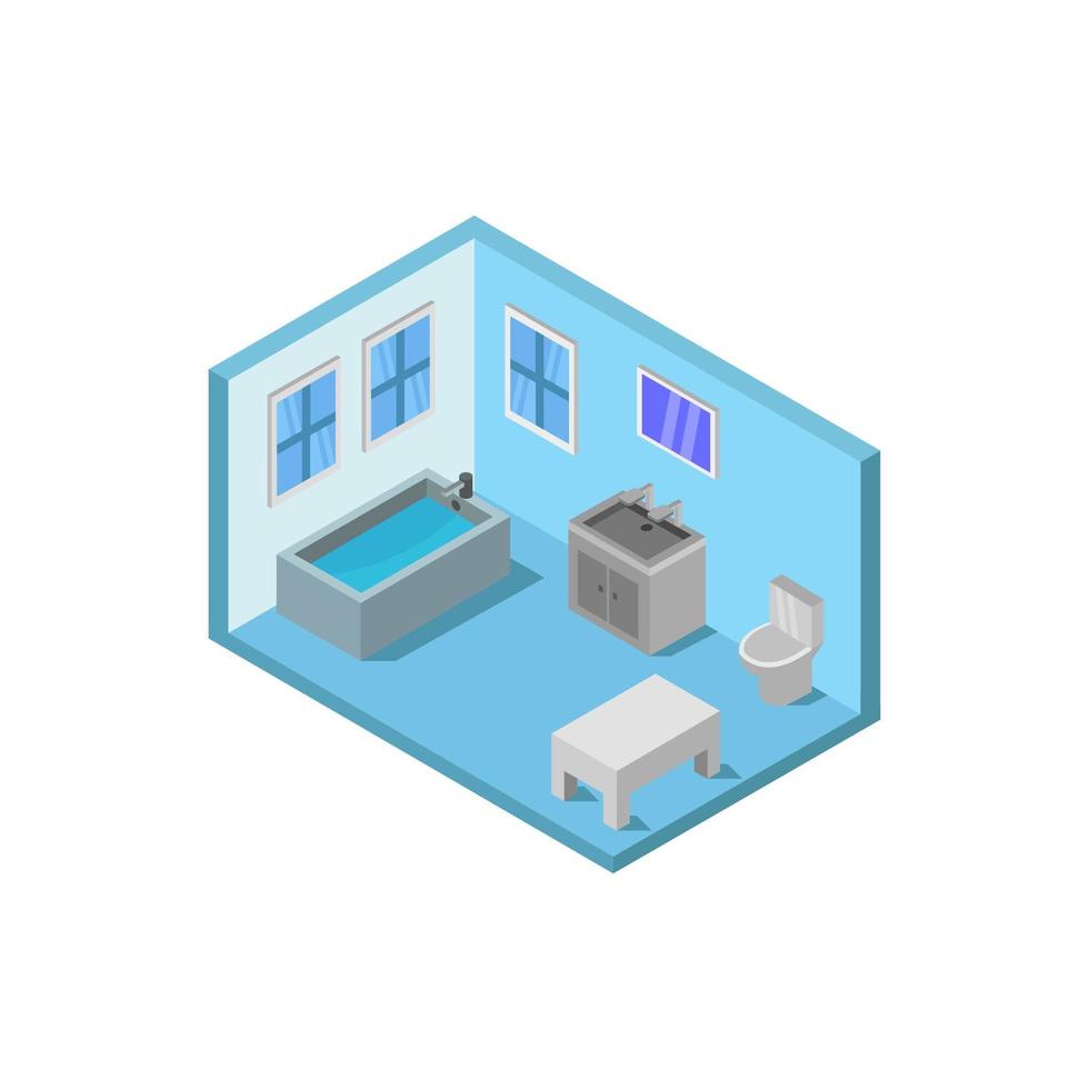 Isometric Bathroom Room Illustrated On White Background vector