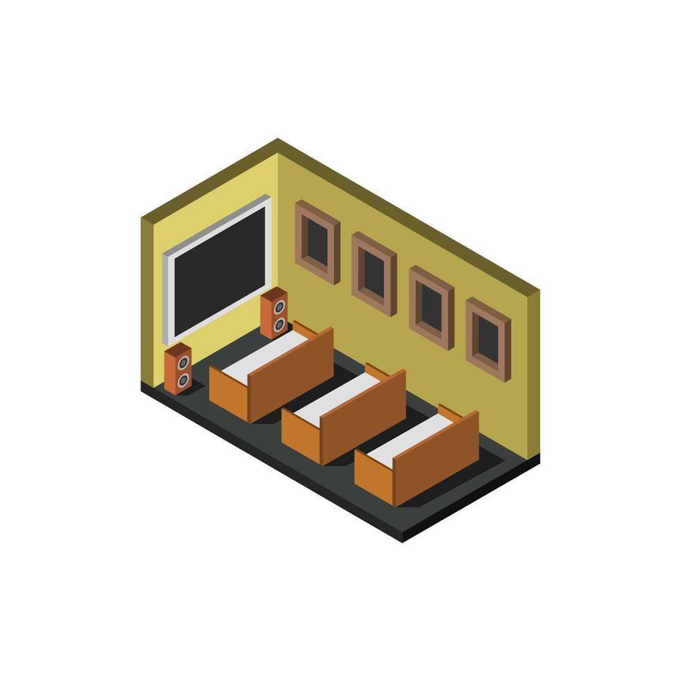 Isometric Cinema Room On White Background vector