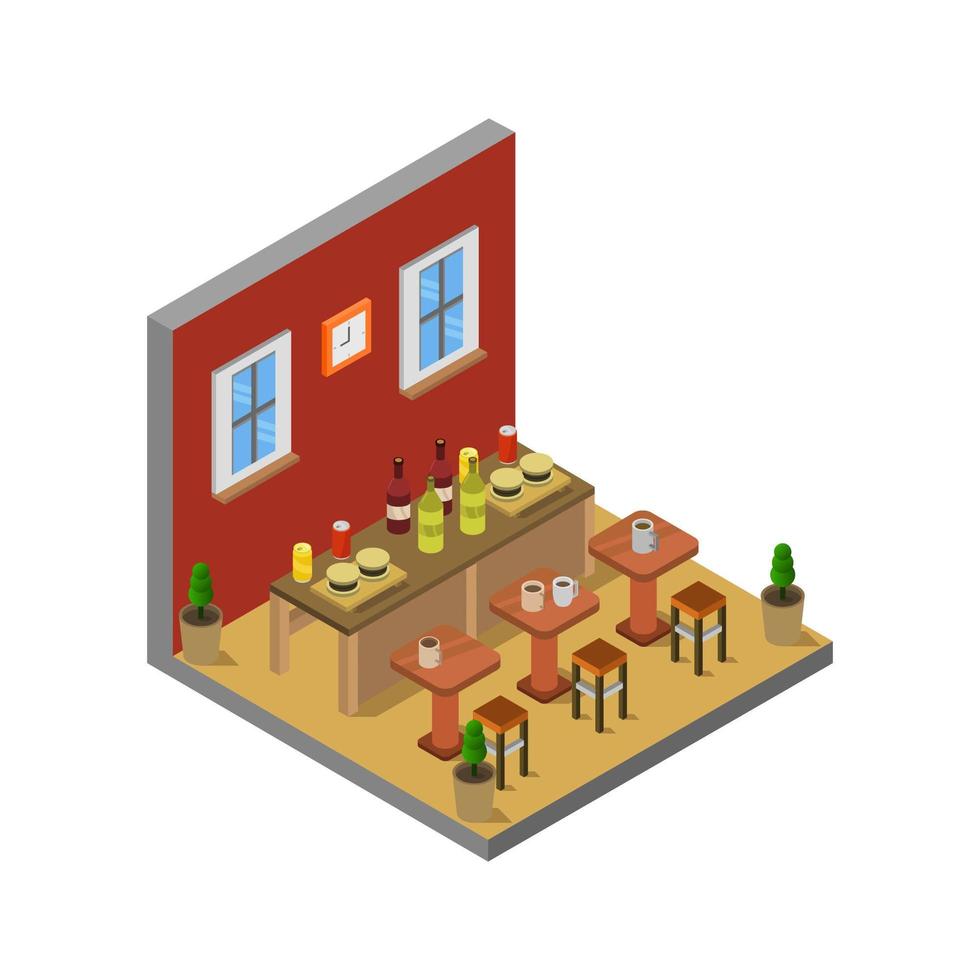 Isometric Bar Room Illustrated On White Background vector