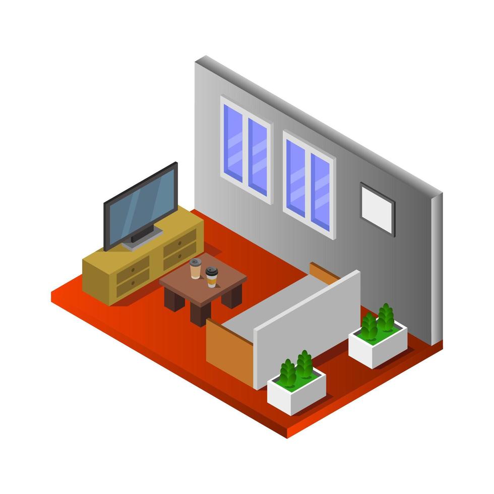 Isometric TV Room vector