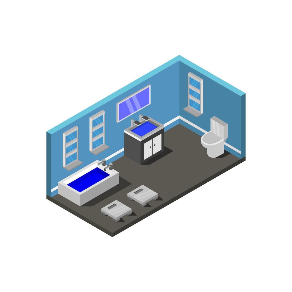 Isometric Bathroom Room Illustrated On White Background vector