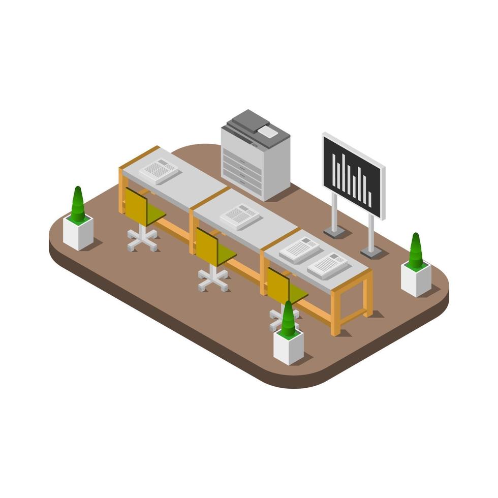 Isometric Conference Room On White Background vector