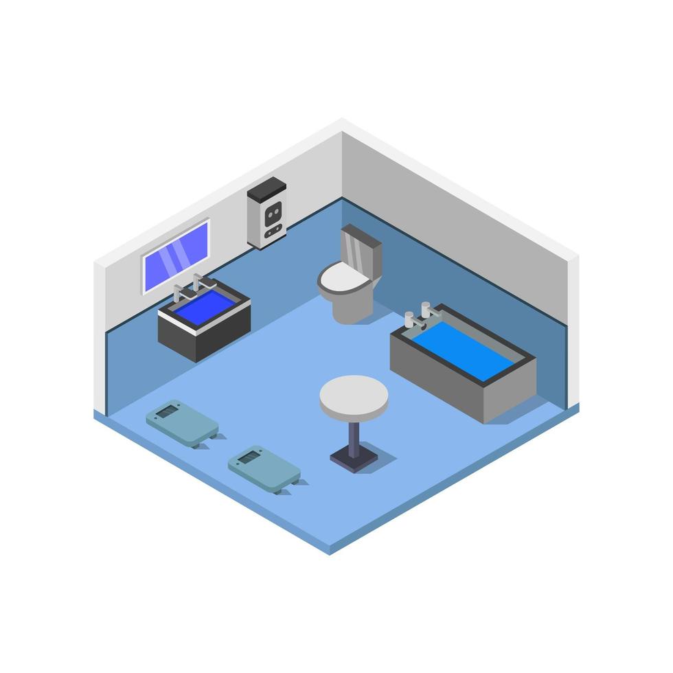 Isometric Bathroom Room Illustrated On White Background vector