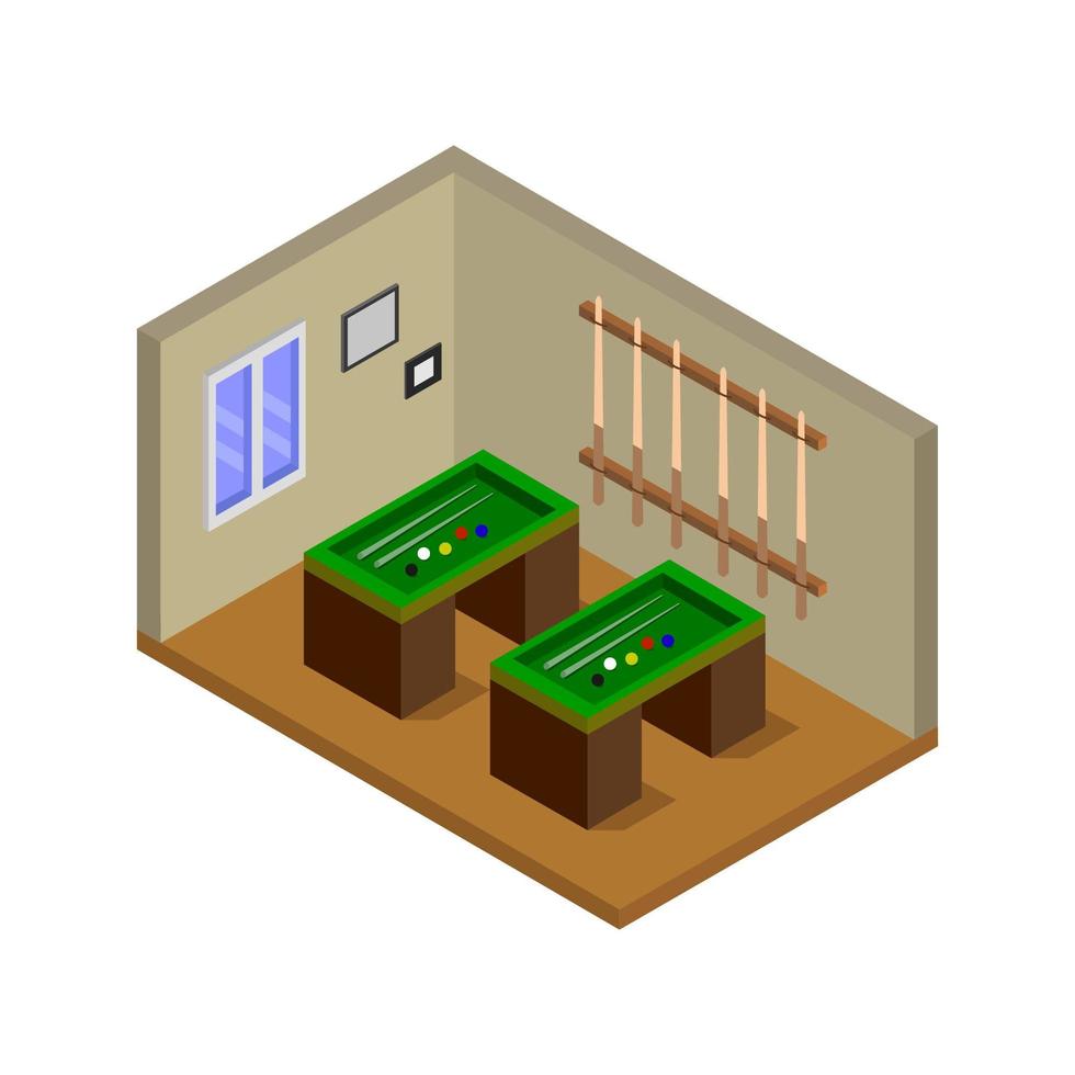 Isometric Billiard Room Illustrated On White Background vector