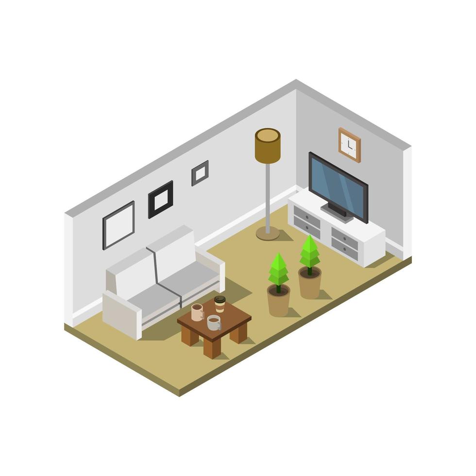 Isometric TV Room vector