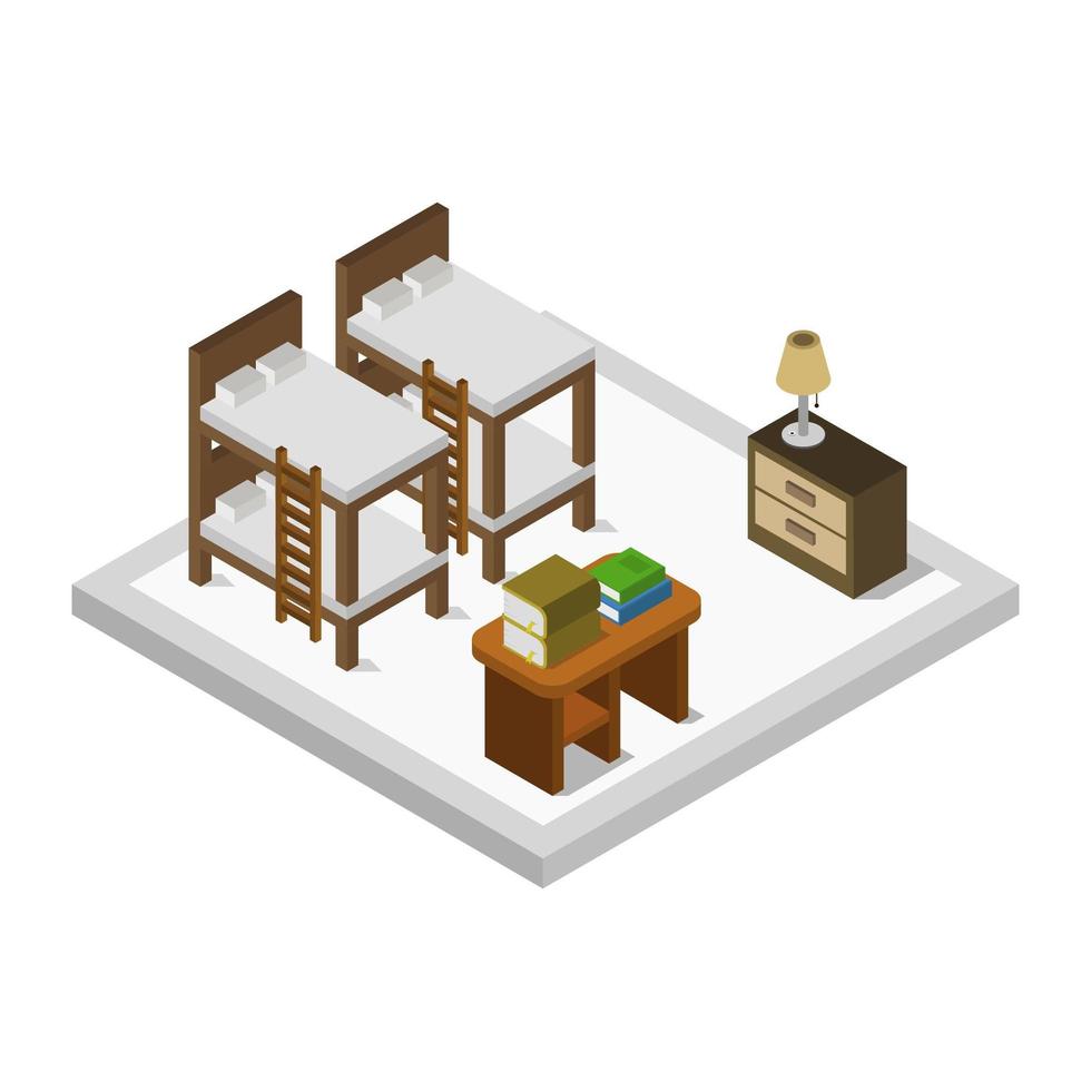 Isometric Bedroom or Hotel Room vector