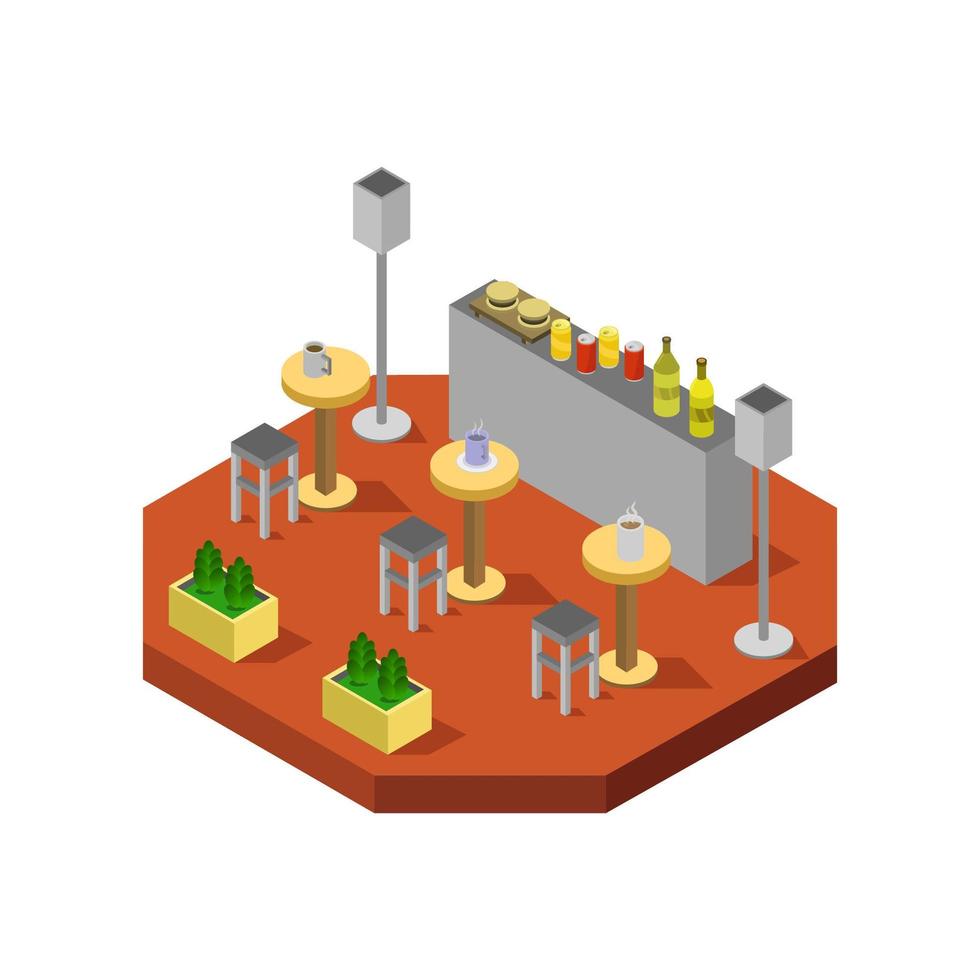 Isometric Bar Room Illustrated On White Background vector