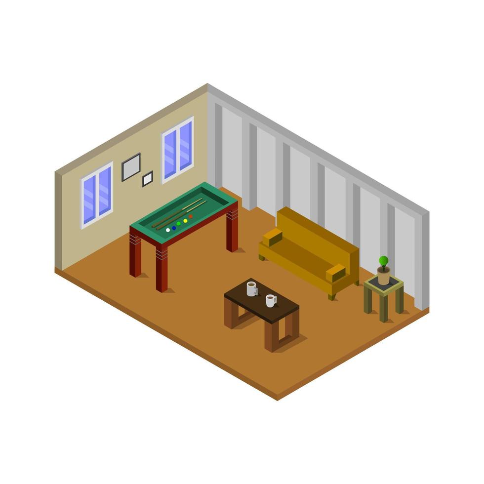 Room With Isometric Billiard Table On White Background vector