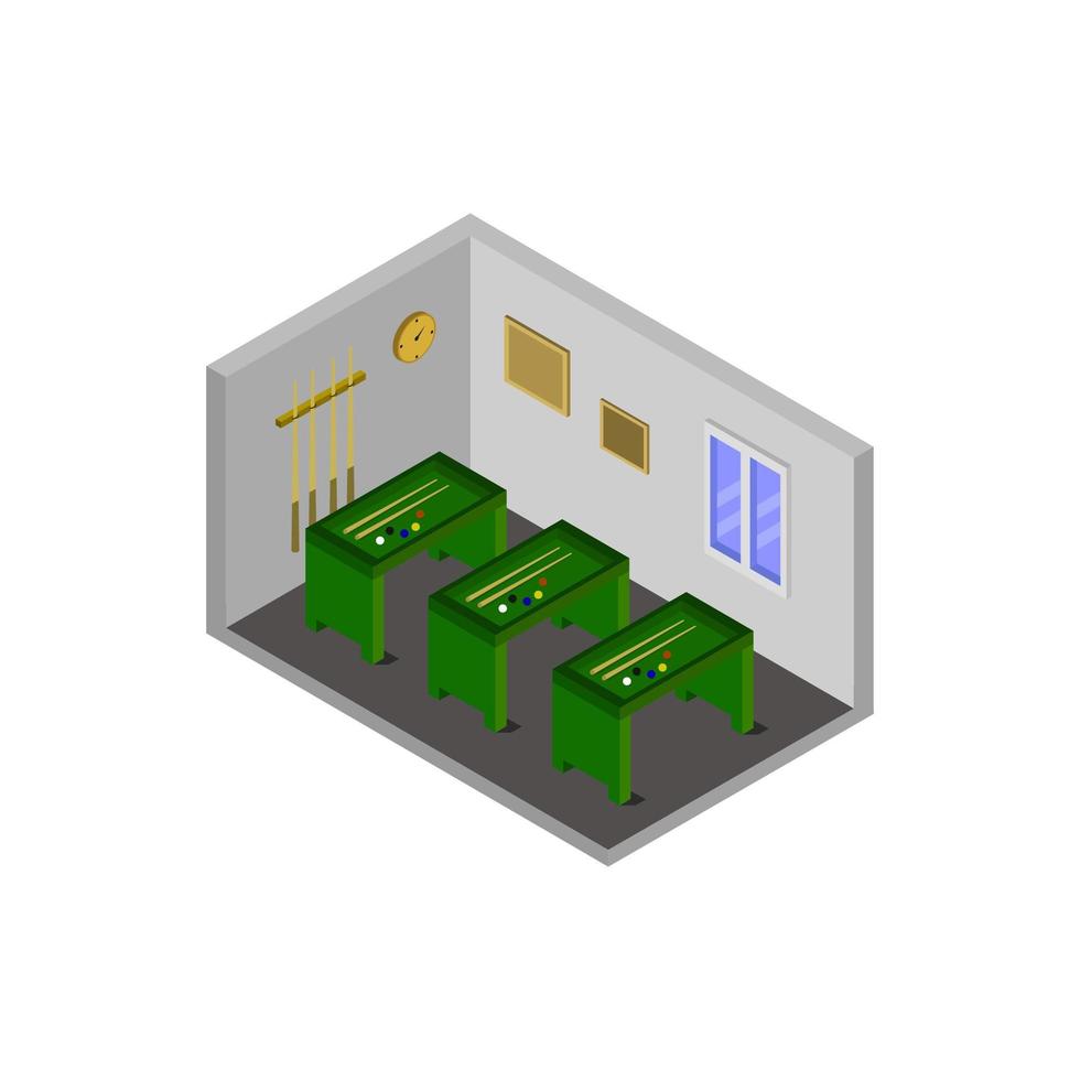Isometric Billiard Room Illustrated On White Background vector