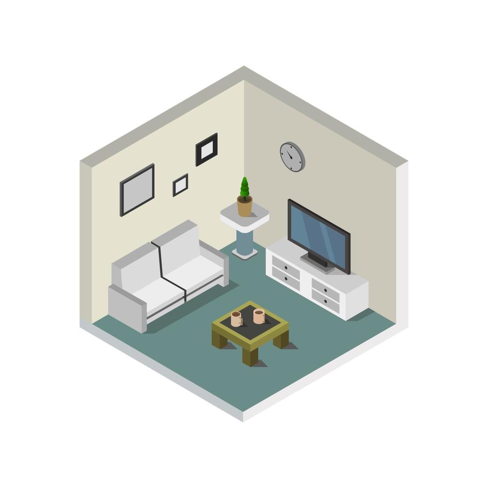 Isometric Lounge Room On White Background vector