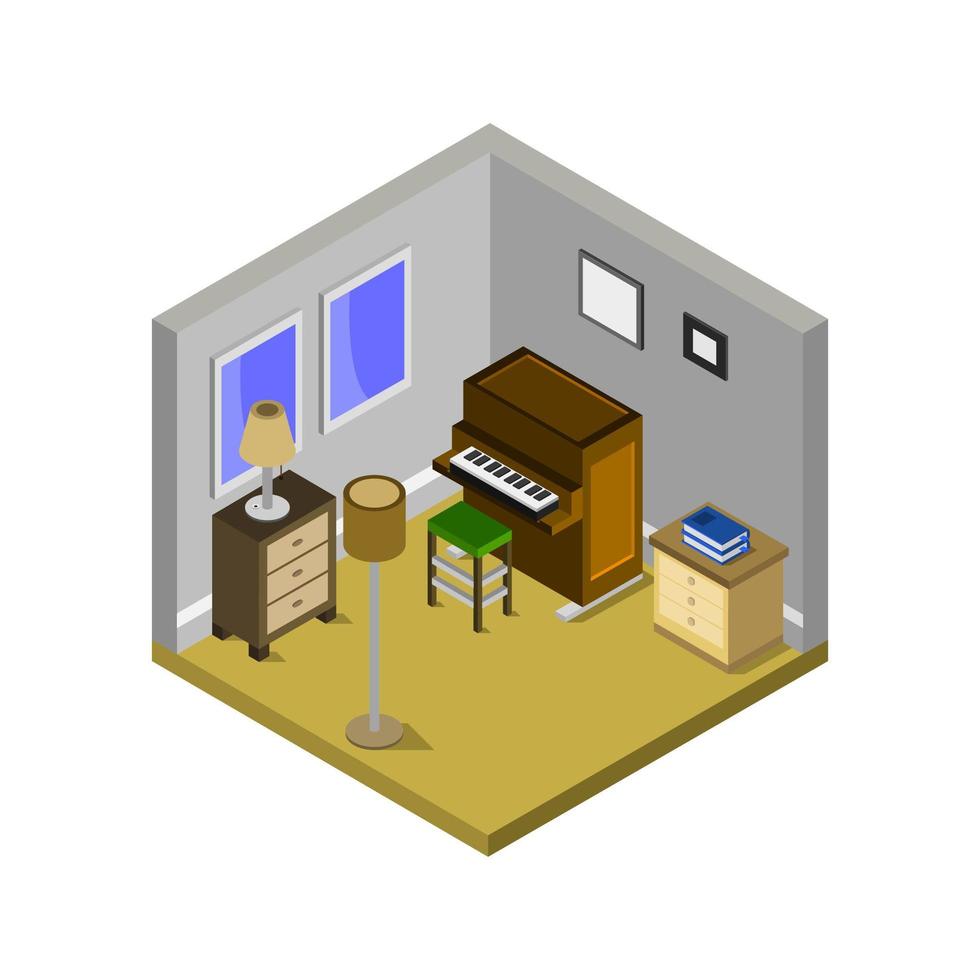 Room With Isometric Piano On White Background vector