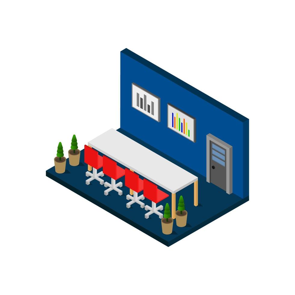 Isometric Conference Room On White Background vector