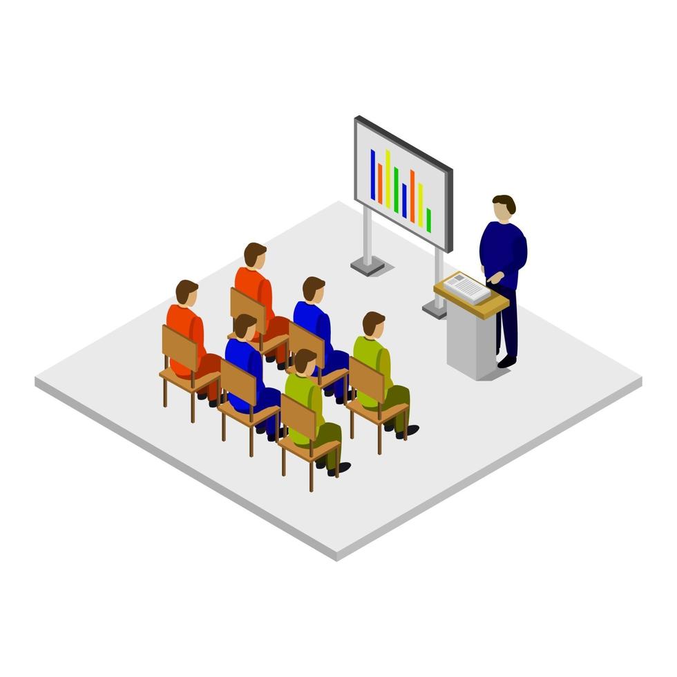 Isometric Conference Room On White Background vector