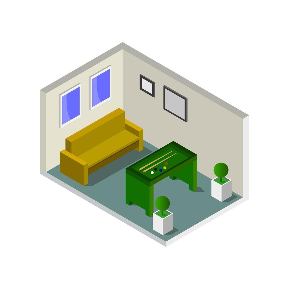 Room With Isometric Billiard Table On White Background vector