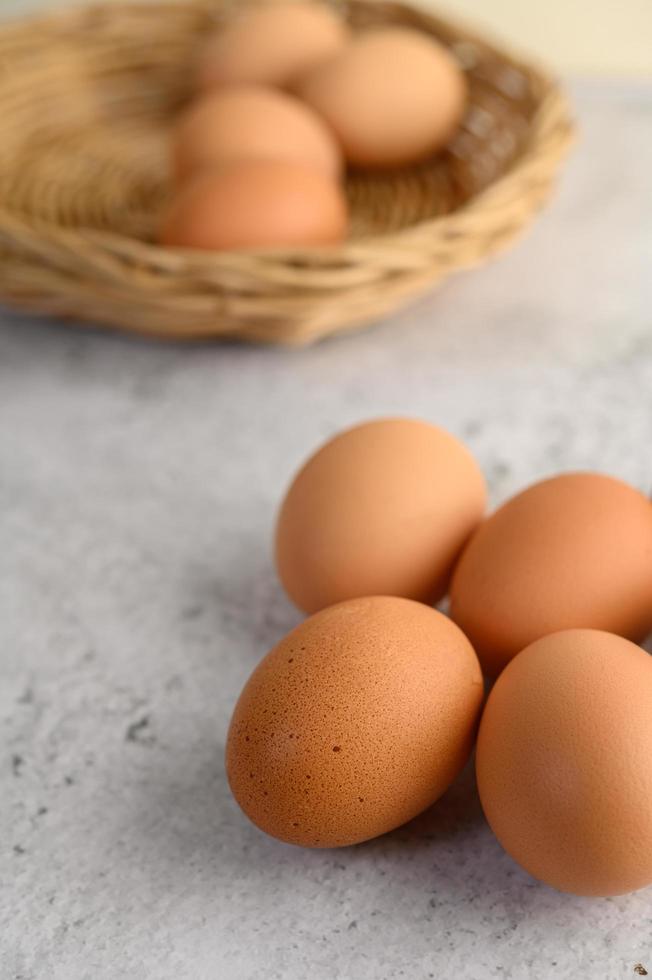 Organic brown eggs photo