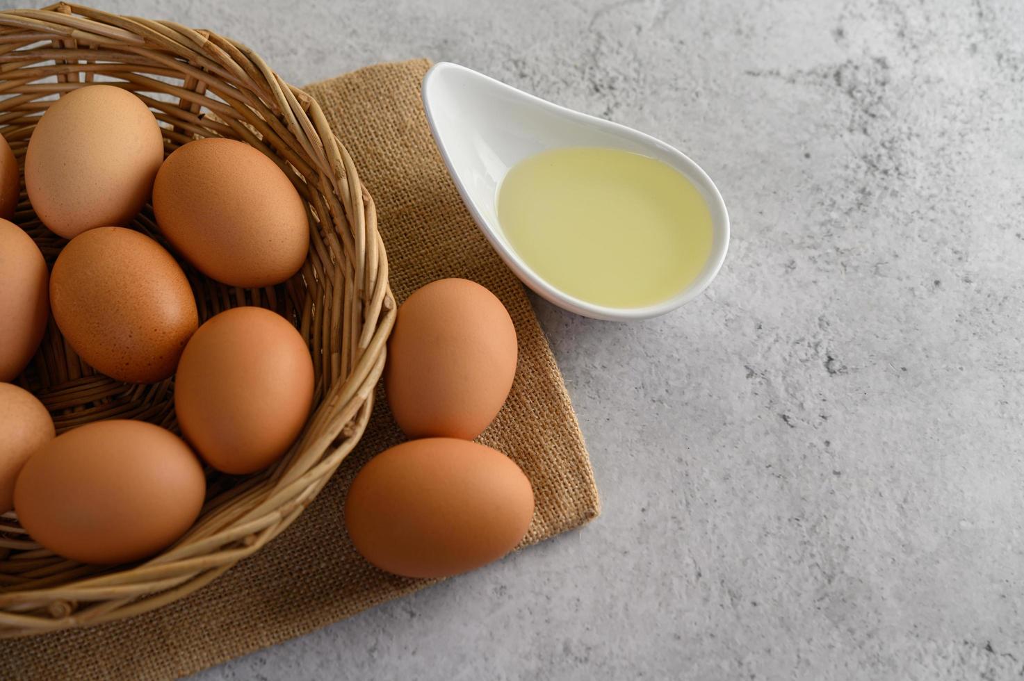 Eggs and oil for baking photo