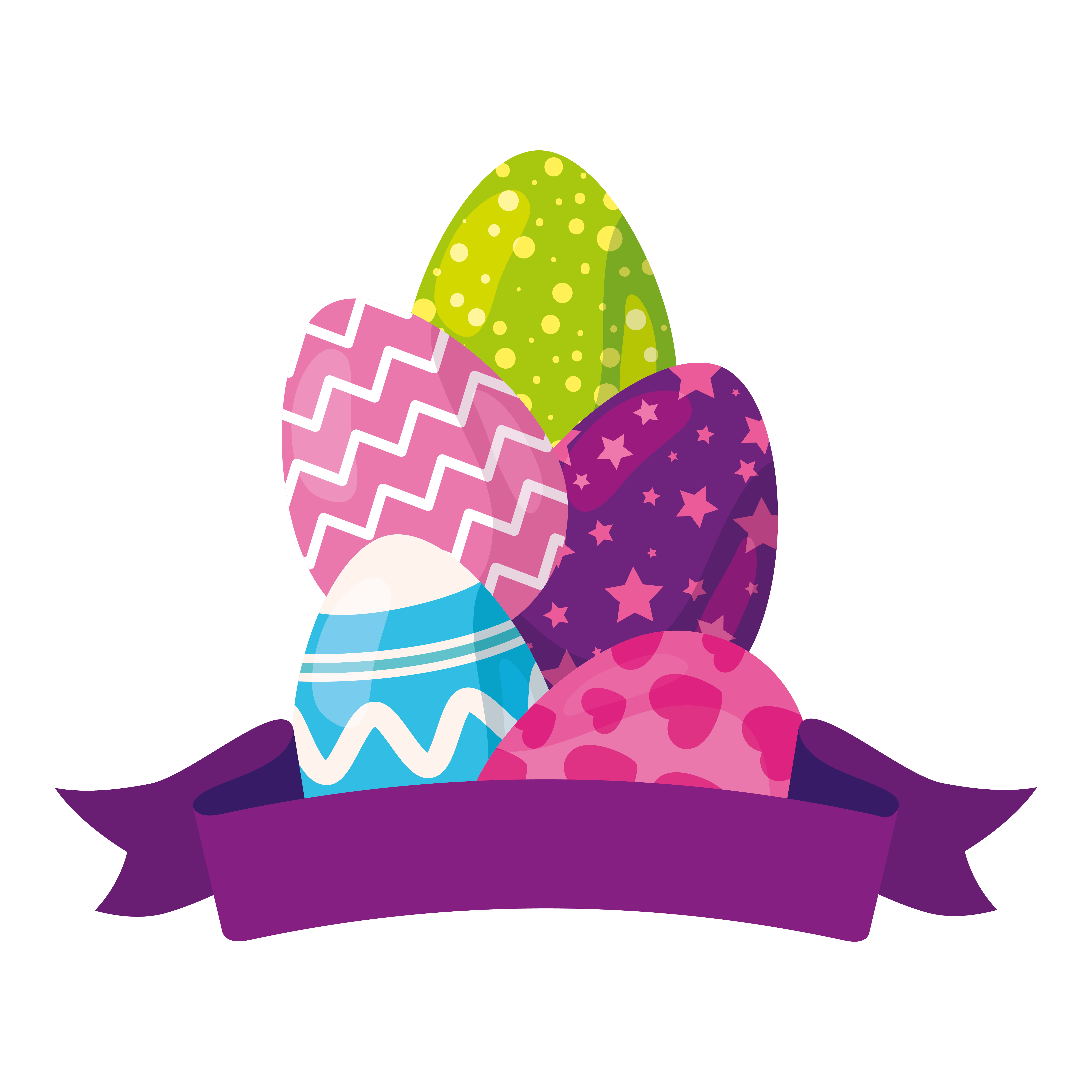 set of cute eggs easter decorated and ribbon 1911543 Vector Art at Vecteezy