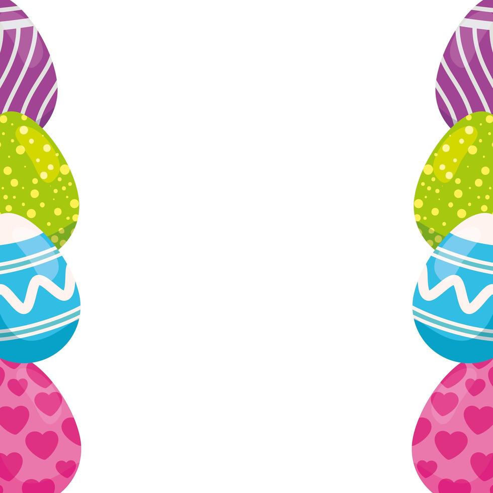 frame of eggs easter decorated vector
