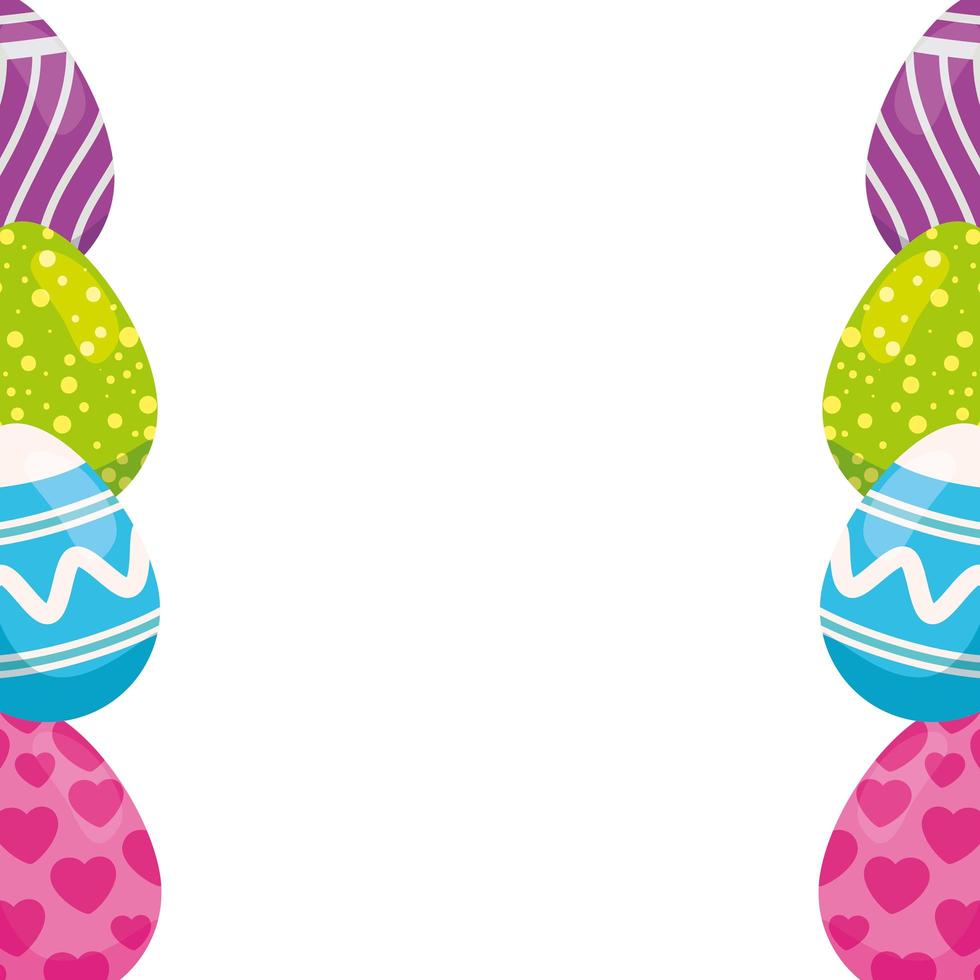 frame of eggs easter decorated vector