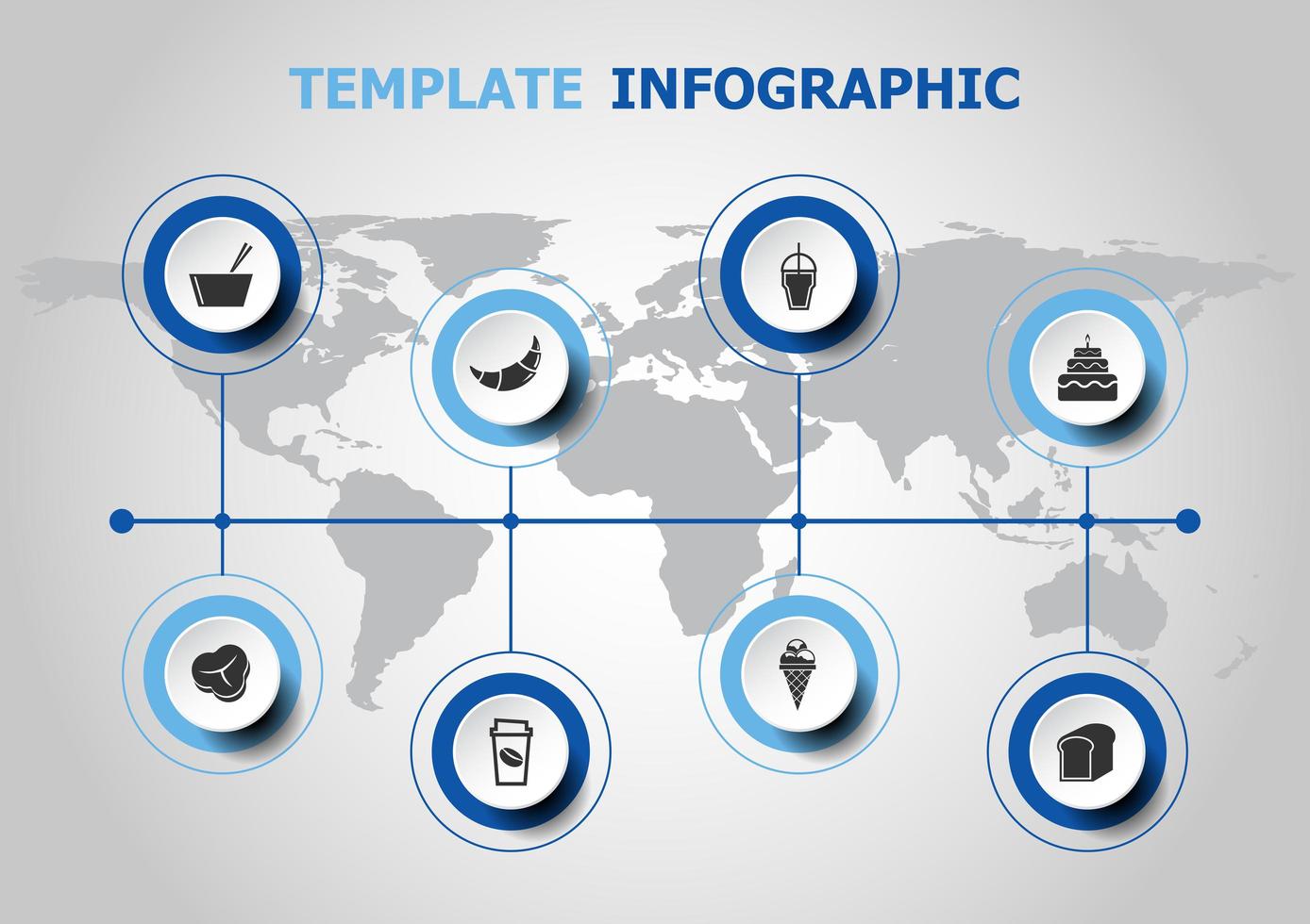 Diseño infográfico con iconos de comida popular. vector