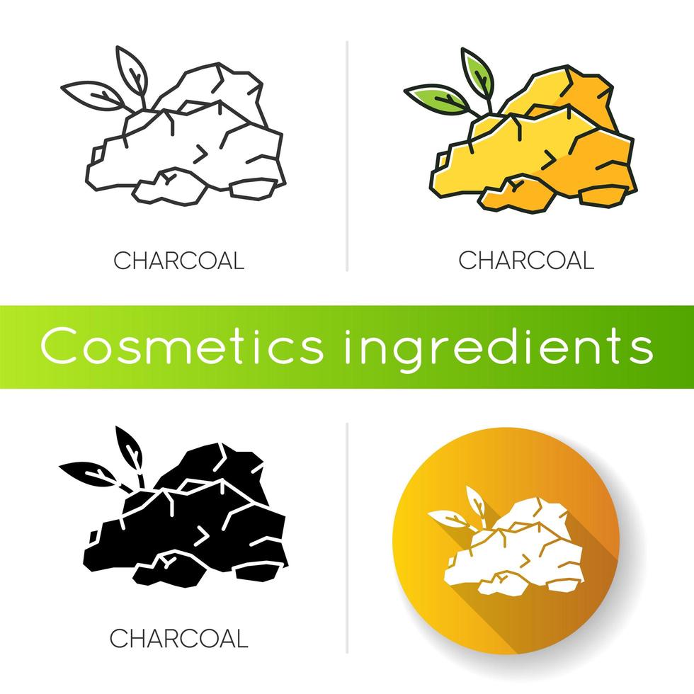 Charcoal icon. Natural skincare component. vector